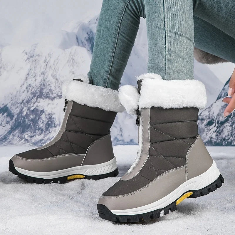 Cherie | Plush-Lined Zip-Up Mid-Calf Snow Boots