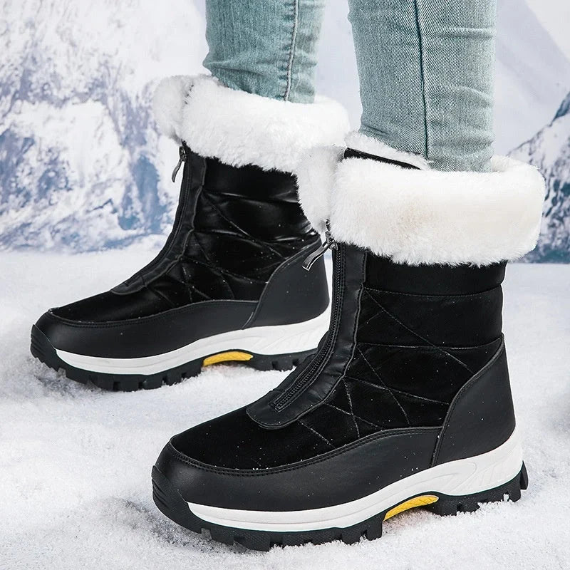 Cherie | Plush-Lined Zip-Up Mid-Calf Snow Boots