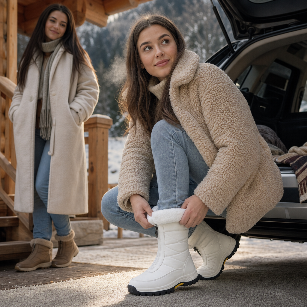 Cherie | Plush-Lined Zip-Up Mid-Calf Snow Boots