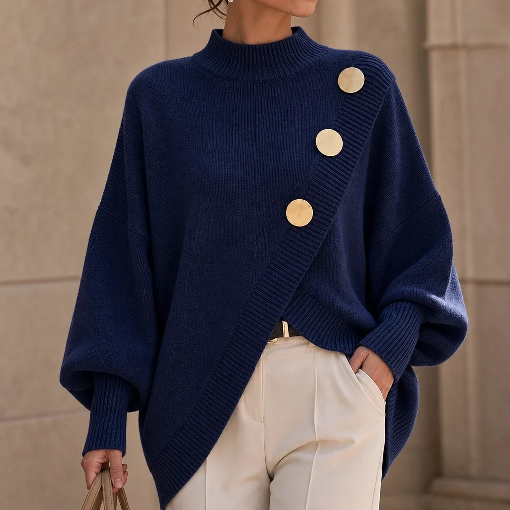 Christine | Soft Asymmetric Mock-Neck Sweater