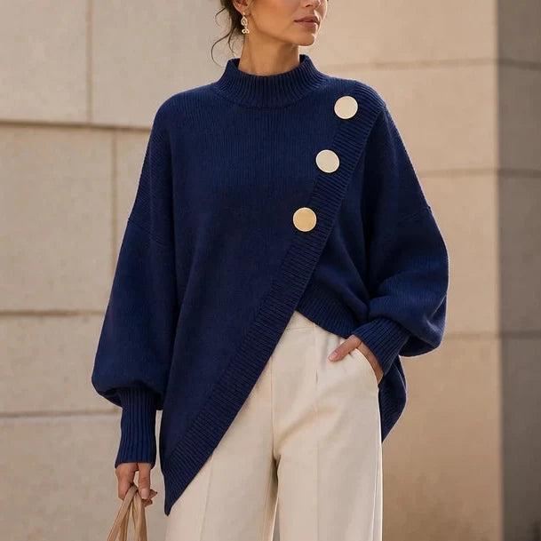 Christine | Soft Asymmetric Mock-Neck Sweater