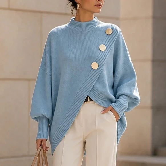 Christine | Soft Asymmetric Mock-Neck Sweater