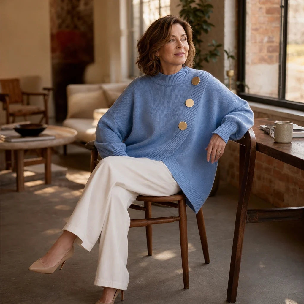 Christine | Soft Asymmetric Mock-Neck Sweater