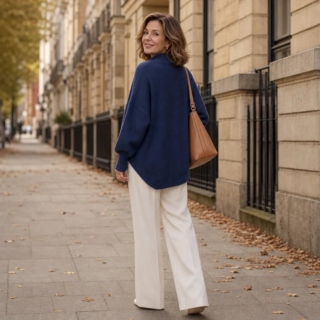 Christine | Soft Asymmetric Mock-Neck Sweater