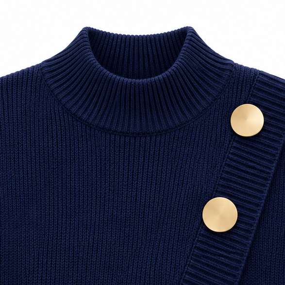 Christine | Soft Asymmetric Mock-Neck Sweater