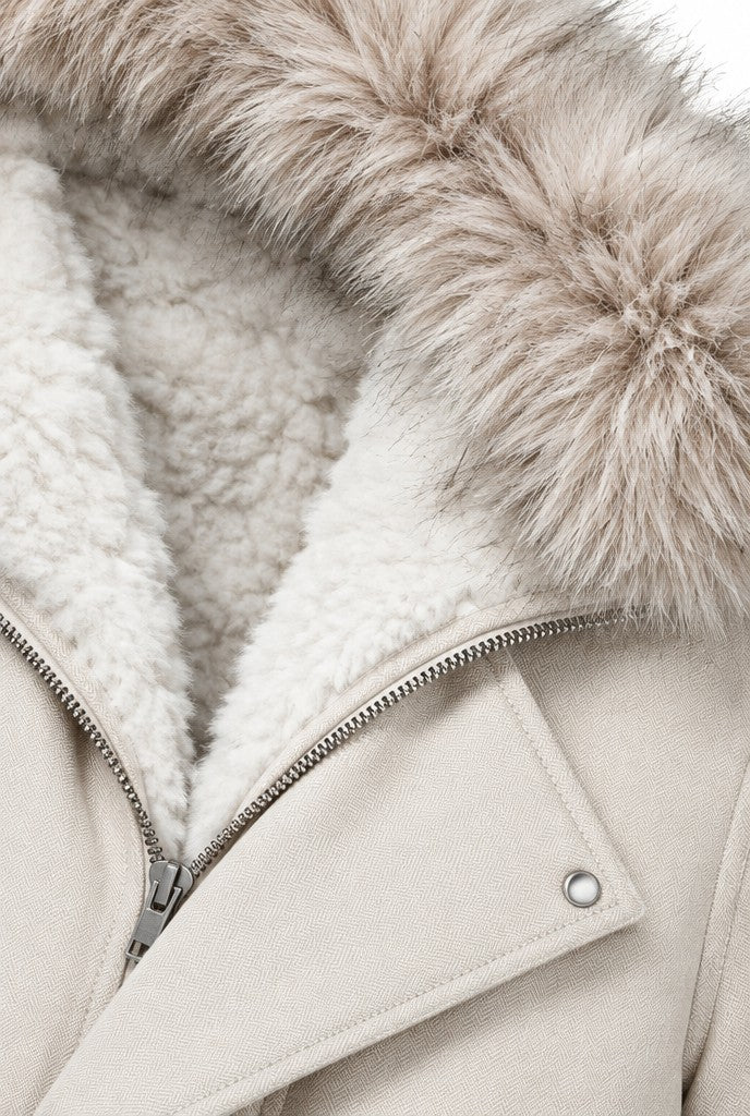 Asta | Hooded Bomber Jacket with Asymmetrical Zipper, close-up 1