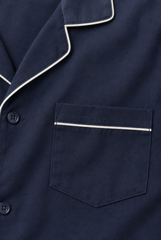 Jon | Pajama Set with Lapels and Contrast Trim, close-up 1
