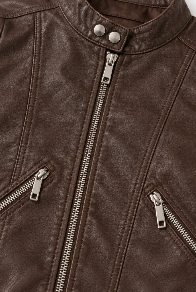 Naomi | Jacket with Stand Collar and Angled Zip Pockets, close-up 1