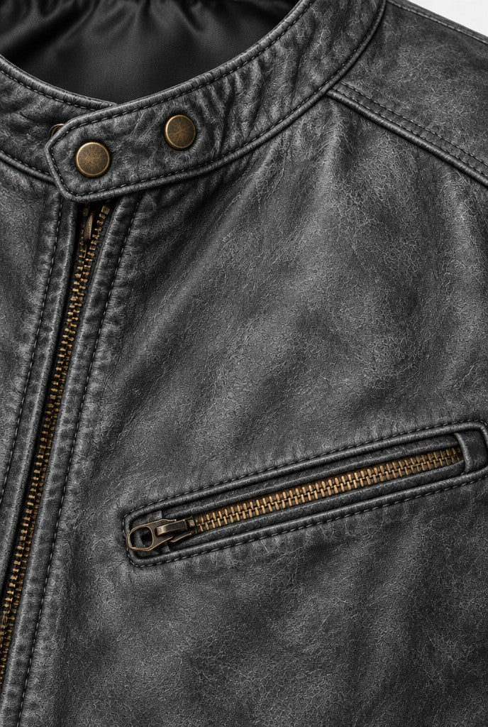 Casper | Leather-Look Jacket with Stand Collar, close-up 1