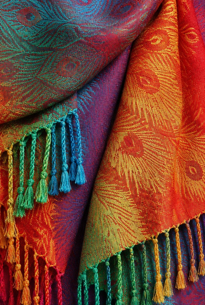 Jazmin | Jacquard Shawl with Fringes and Gradient, close-up 1