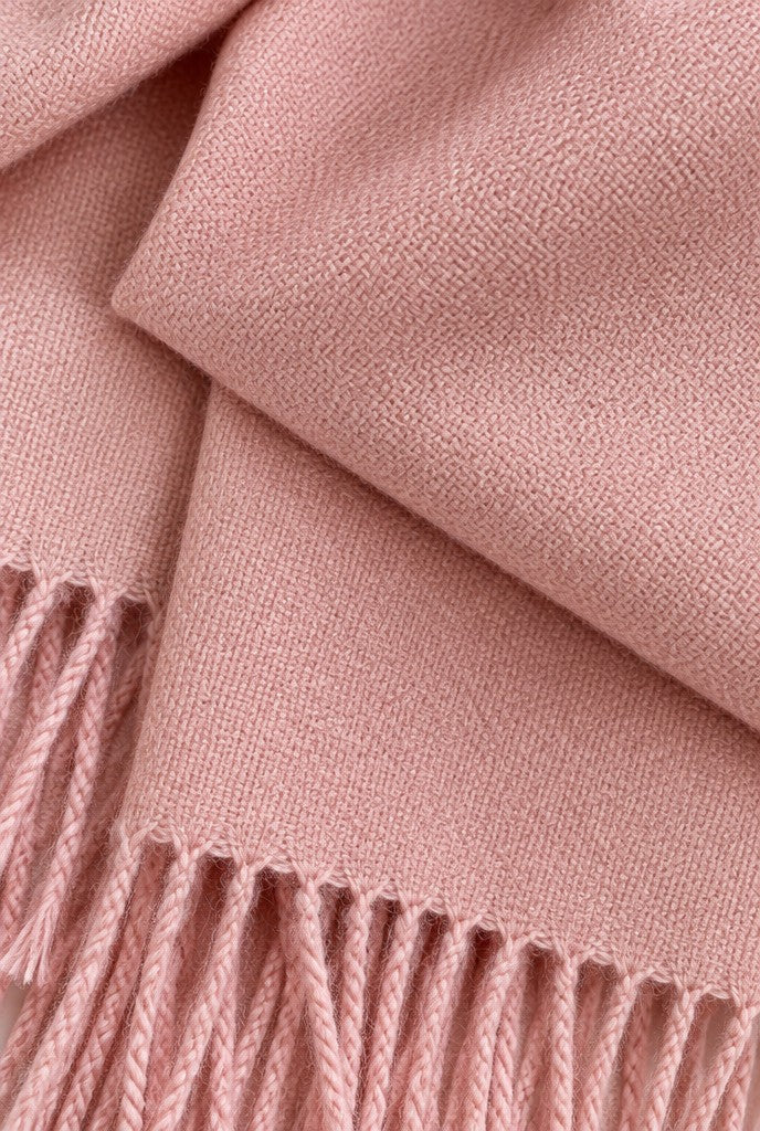 Nadia | Woven Scarf with Fringes and Logo Patch, close-up 1