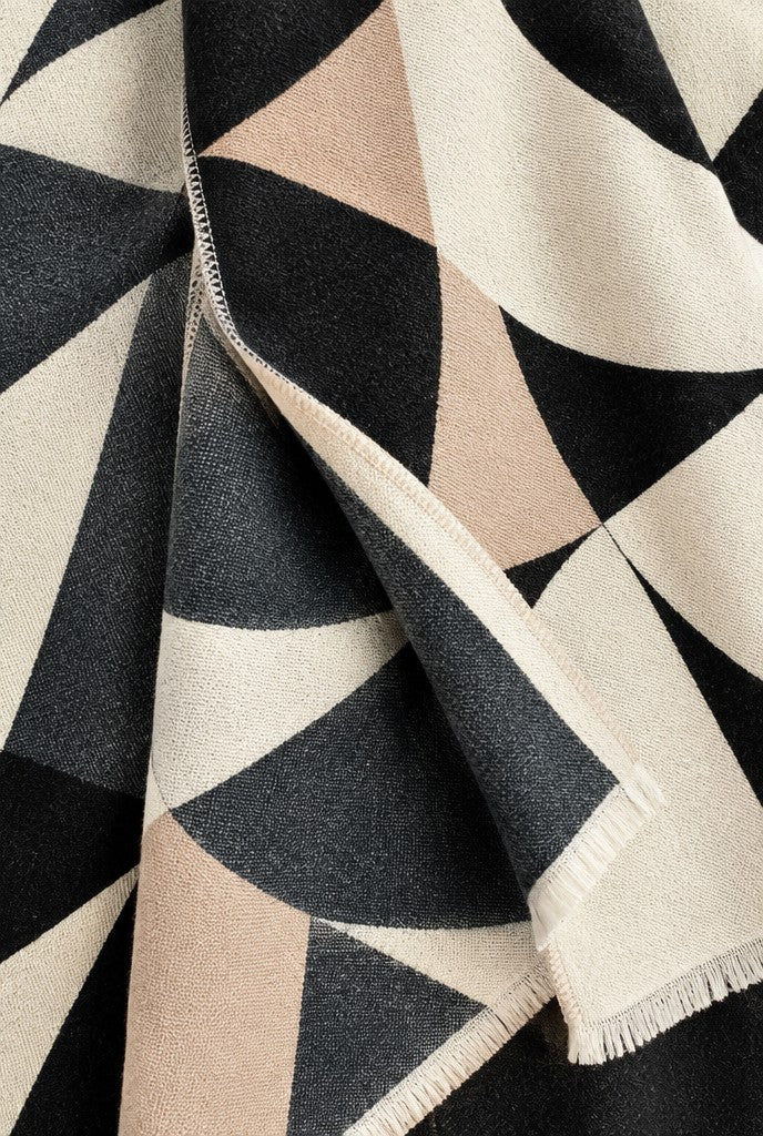 Tyra | Reversible Geometric Fringe Poncho, close-up 2