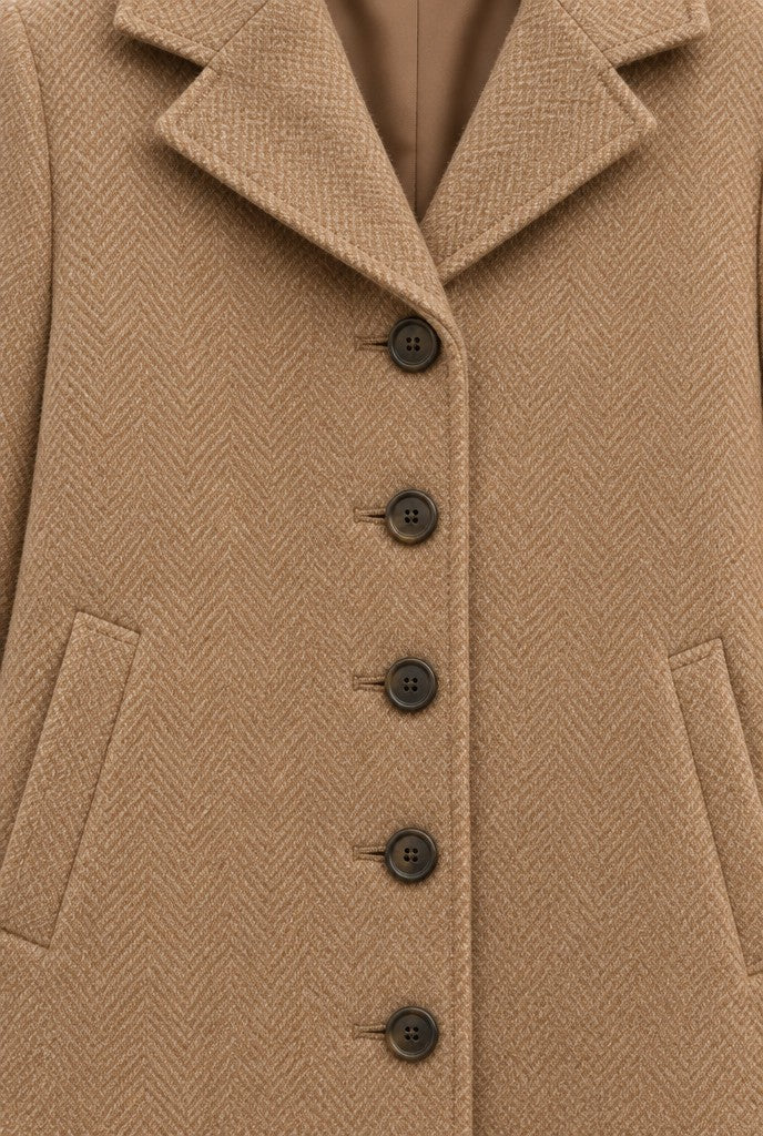 Kaitlyn | Single-Breasted Lapel Coat with Pockets, close-up 2