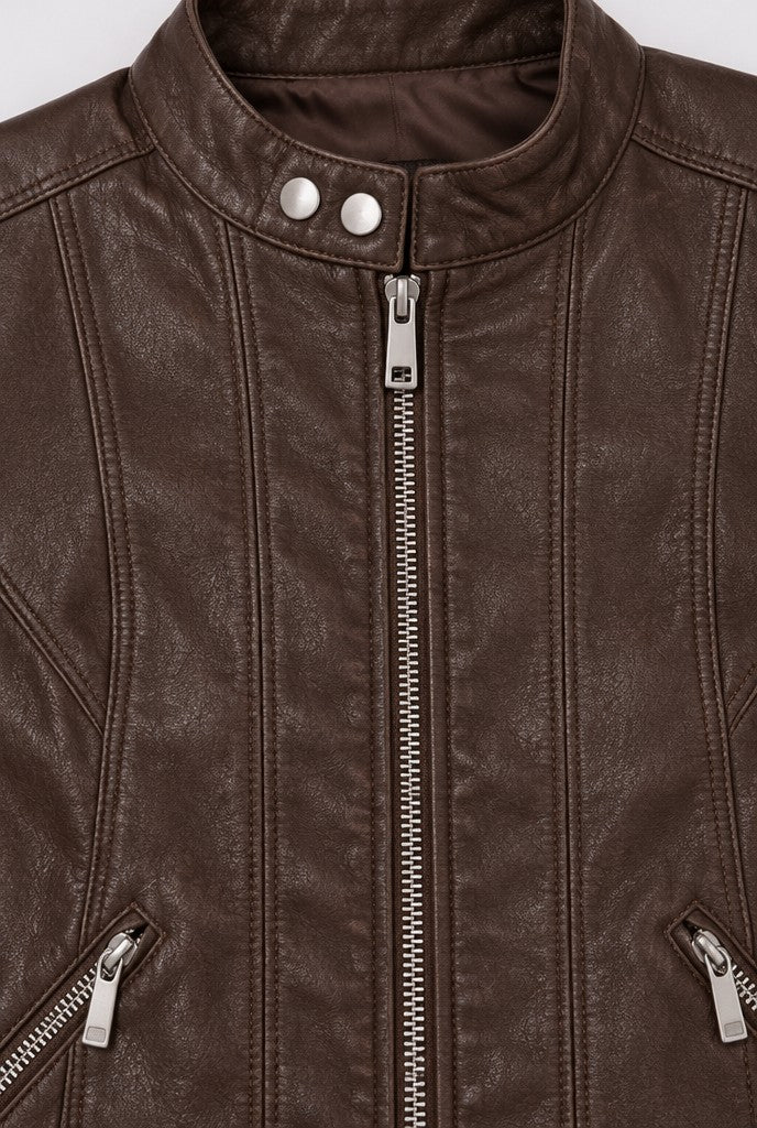 Naomi | Jacket with Stand Collar and Angled Zip Pockets, close-up 2