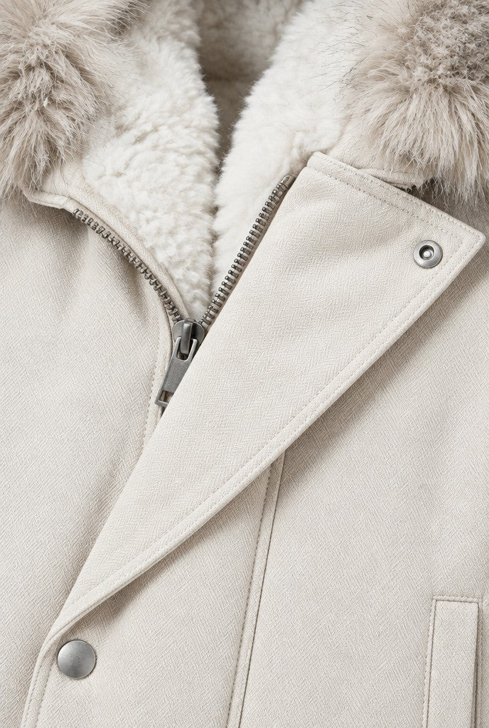 Asta | Hooded Bomber Jacket with Asymmetrical Zipper, close-up 2
