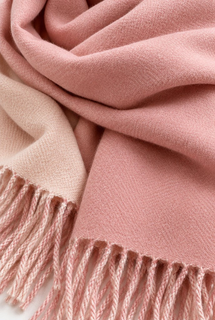 Nadia | Woven Scarf with Fringes and Logo Patch, close-up 2