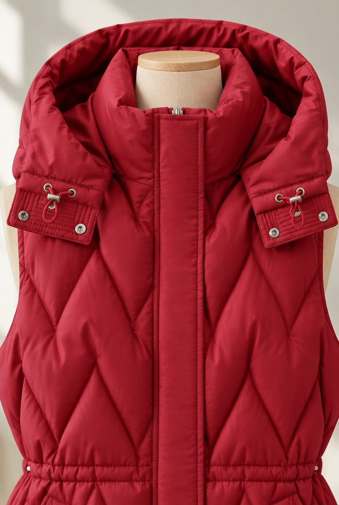 Jytte | Hooded Sleeveless Vest with Zipper, close-up 2