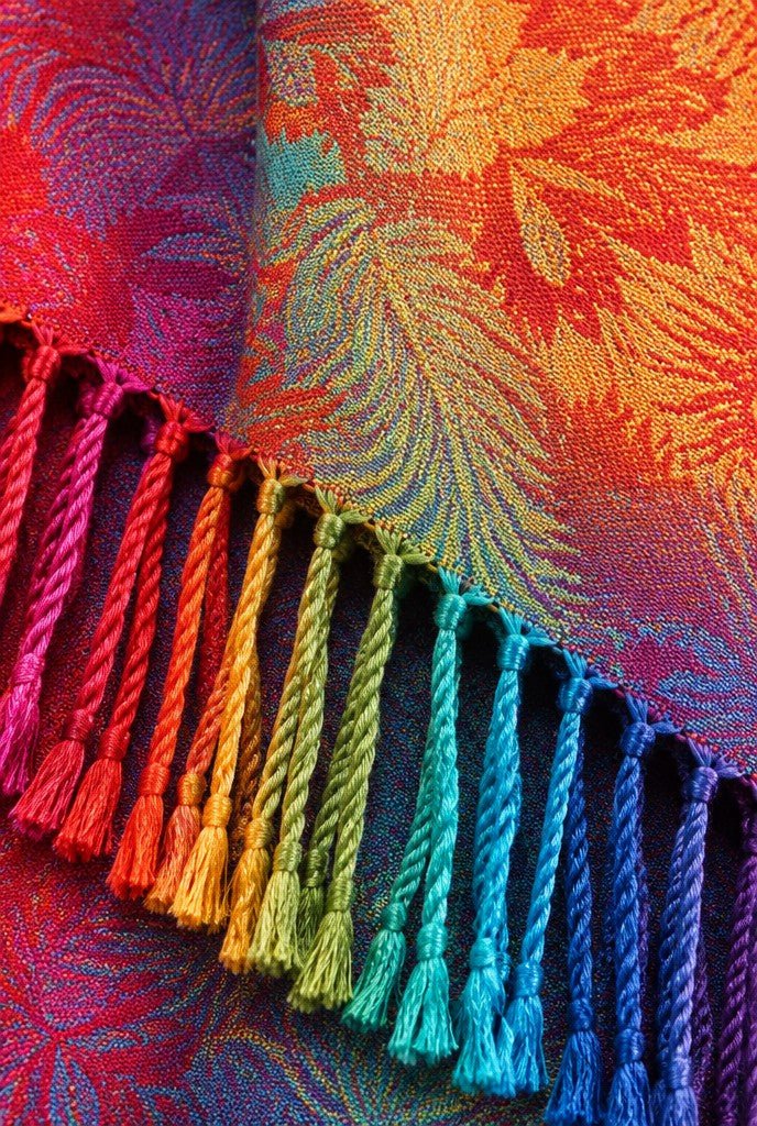 Jazmin | Jacquard Shawl with Fringes and Gradient, close-up 2