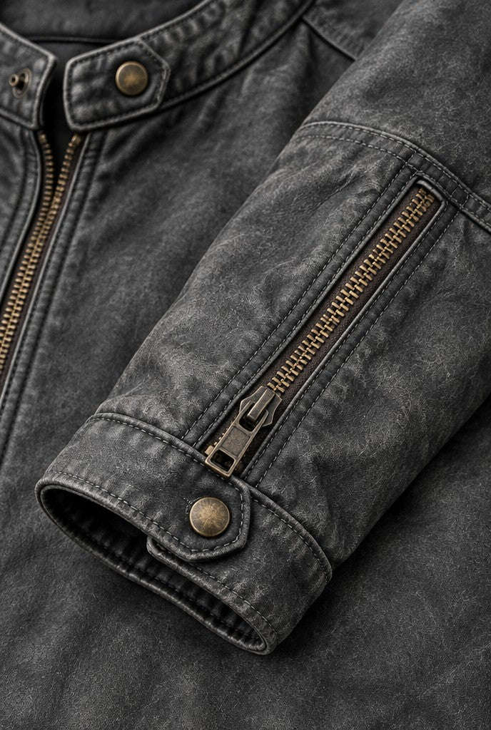 Casper | Leather-Look Jacket with Stand Collar, close-up 3