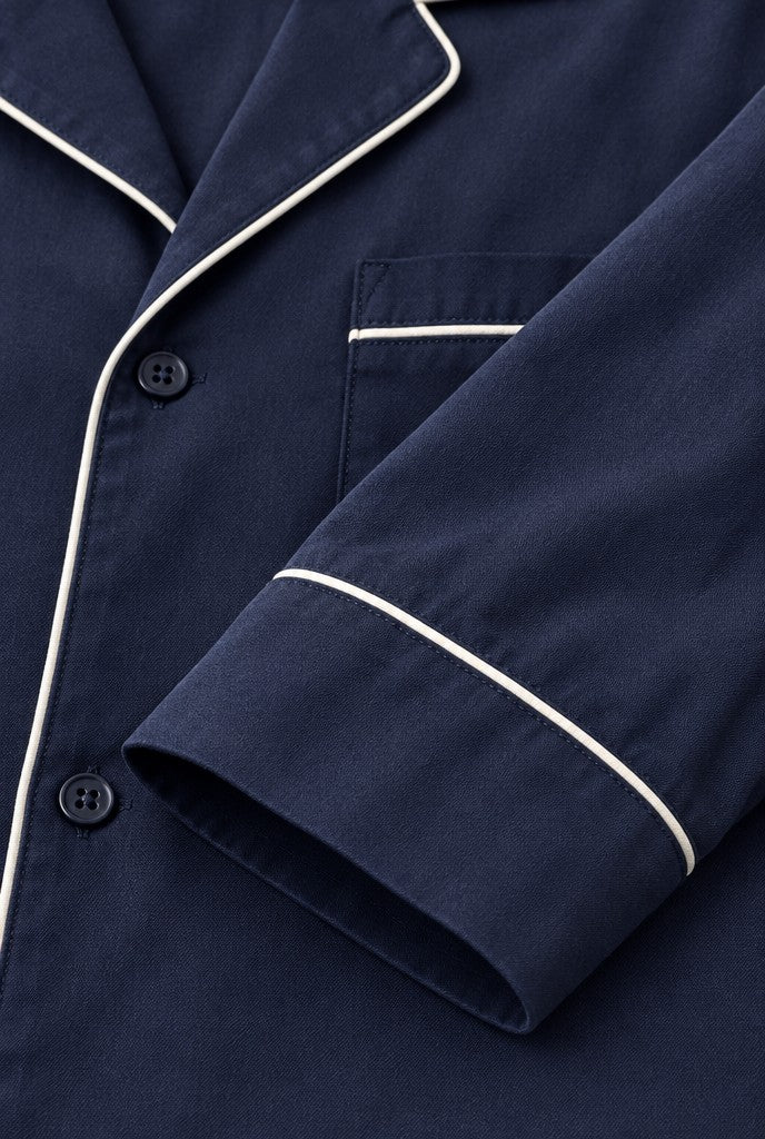 Jon | Pajama Set with Lapels and Contrast Trim, close-up 3