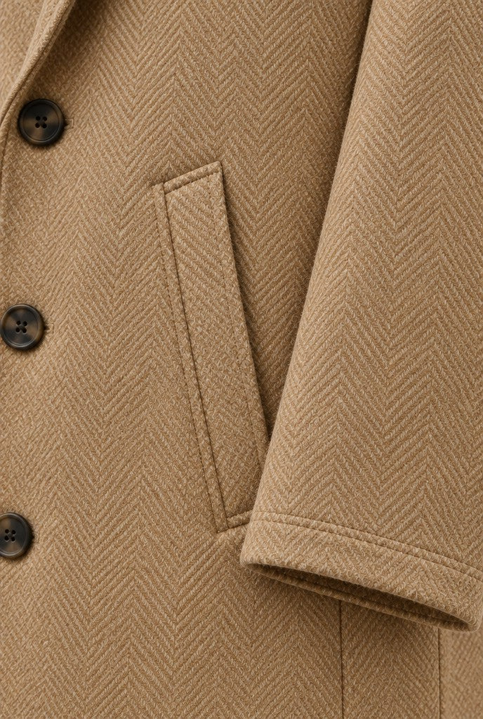 Kaitlyn | Single-Breasted Lapel Coat with Pockets, close-up 3