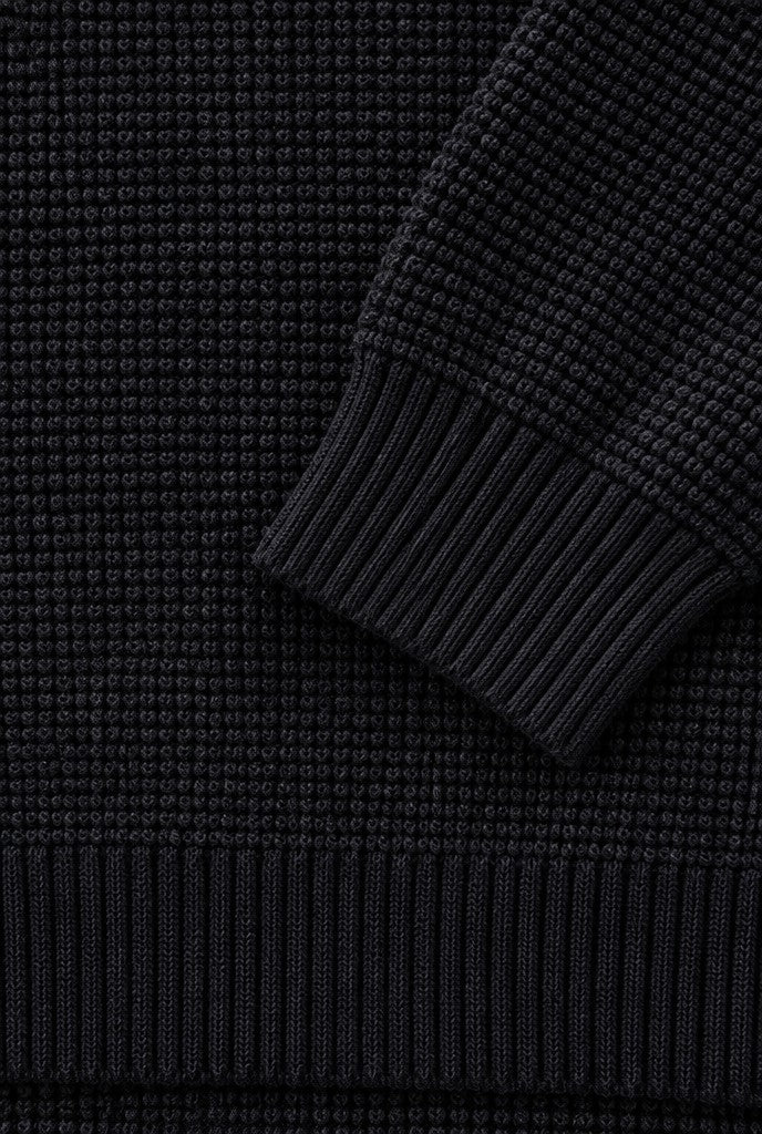 Tyler | Waffle Knit Top with Ribbed Crew Neck, close-up 3