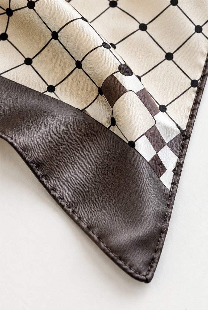 Ruby | Square Satin Scarf with Diamond Print, close-up 3