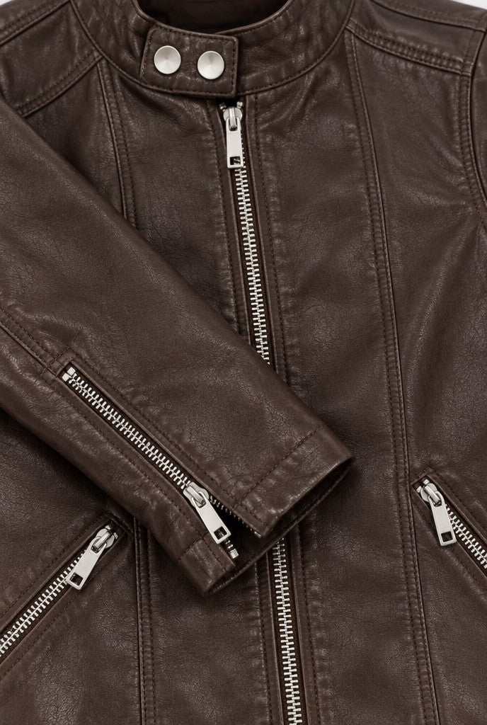 Naomi | Jacket with Stand Collar and Angled Zip Pockets, close-up 3