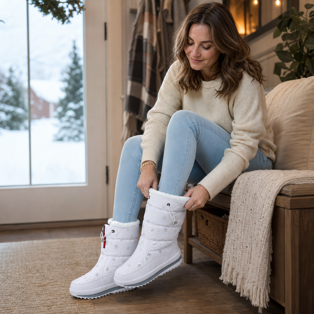 Constance | Snowflake-Print Plush-Lined Winter Boots