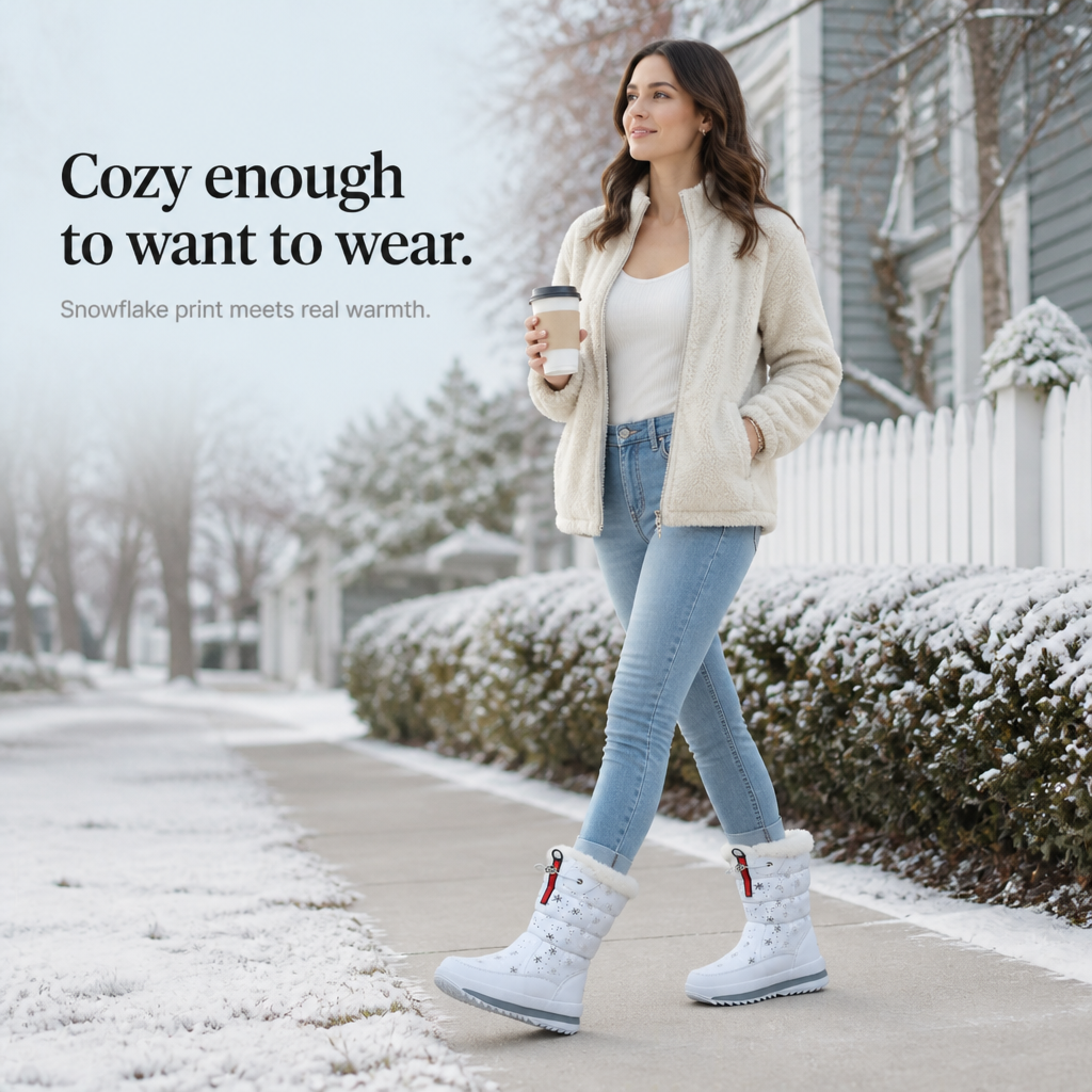 Constance | Snowflake-Print Plush-Lined Winter Boots