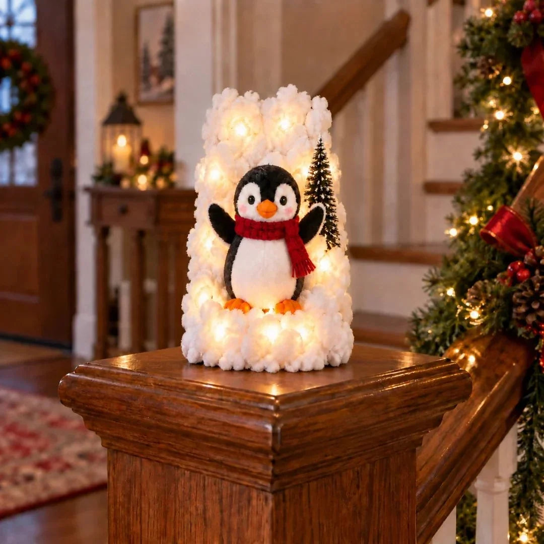 Penguin Staircase Garland with LED Lights