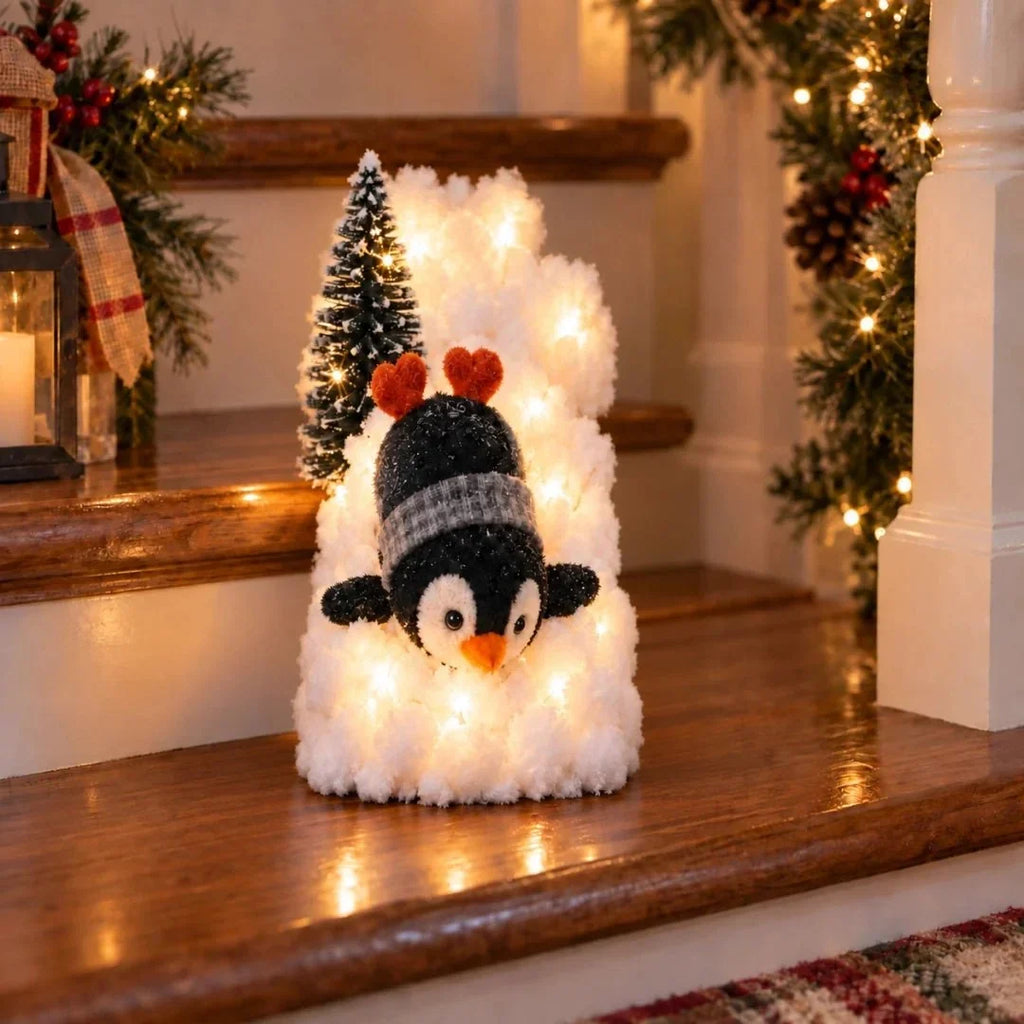 Penguin Staircase Garland with LED Lights