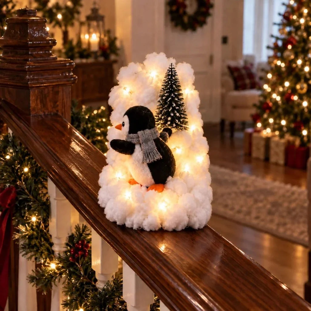 Penguin Staircase Garland with LED Lights