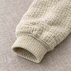 David waffle-textured drawstring hoodie – sleeve and ribbed cuff (Beige)