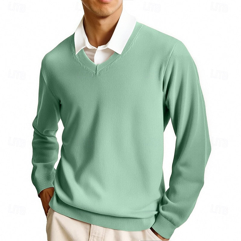 Declan | Flat-Knit V-Neck Sweater