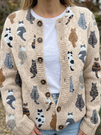 Diane | Cozy Cat Print Cardigan