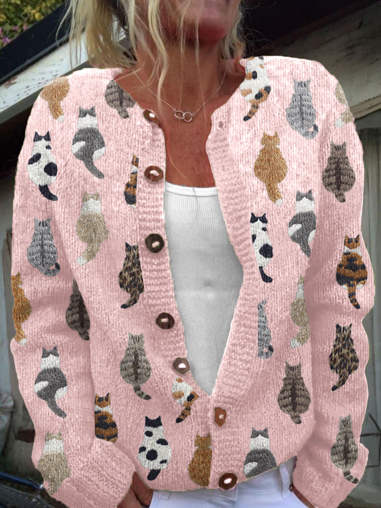 Diane | Cozy Cat Print Cardigan