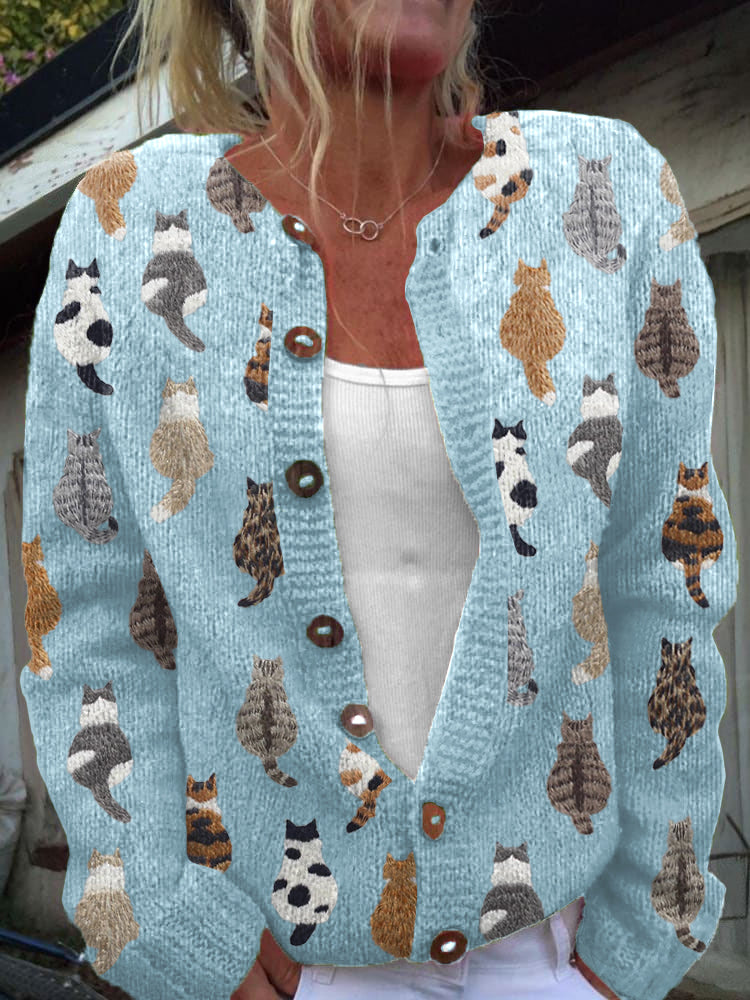 Diane | Cozy Cat Print Cardigan