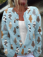 Diane | Cozy Cat Print Cardigan