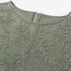Dominique | Embroidered Lace 3/4-Sleeve Midi Dress