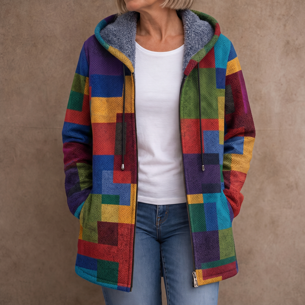 Donna | Artistic Patchwork Hooded Cardigan