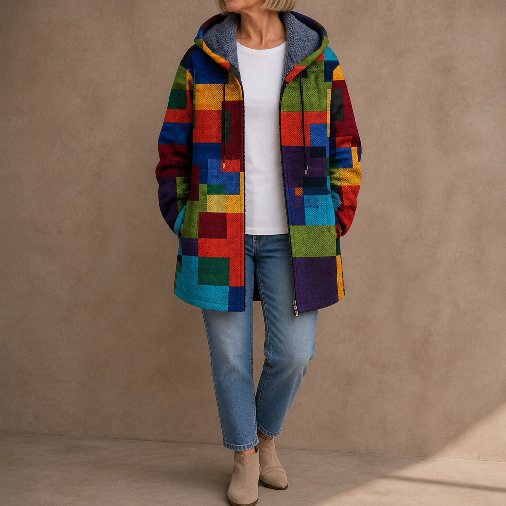 Donna | Artistic Patchwork Hooded Cardigan