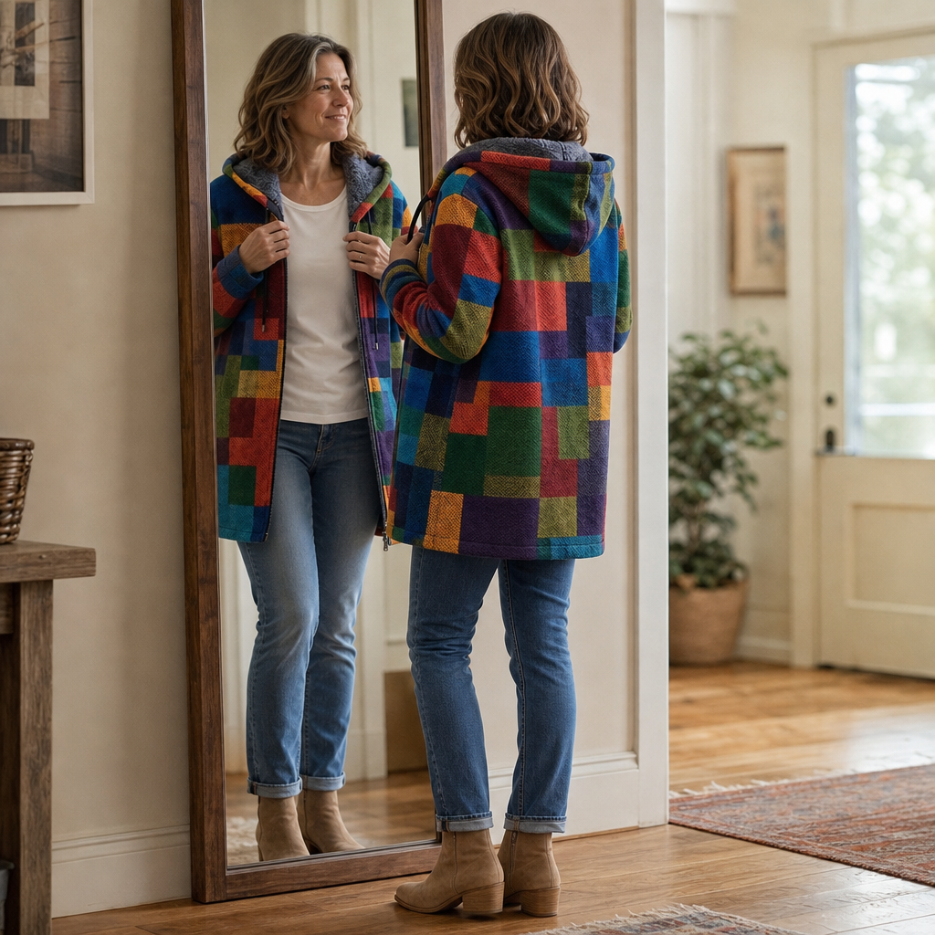 Donna | Artistic Patchwork Hooded Cardigan