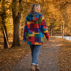 Donna | Artistic Patchwork Hooded Cardigan