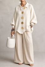 Doris | Cozy Scalloped Button Cardigan