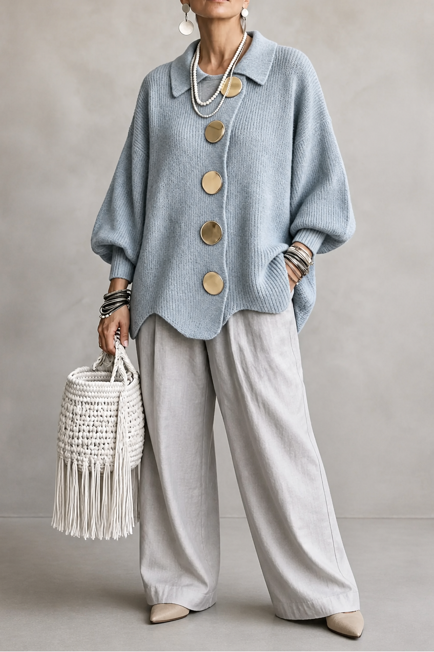 Doris | Cozy Scalloped Button Cardigan