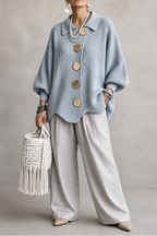Doris | Cozy Scalloped Button Cardigan