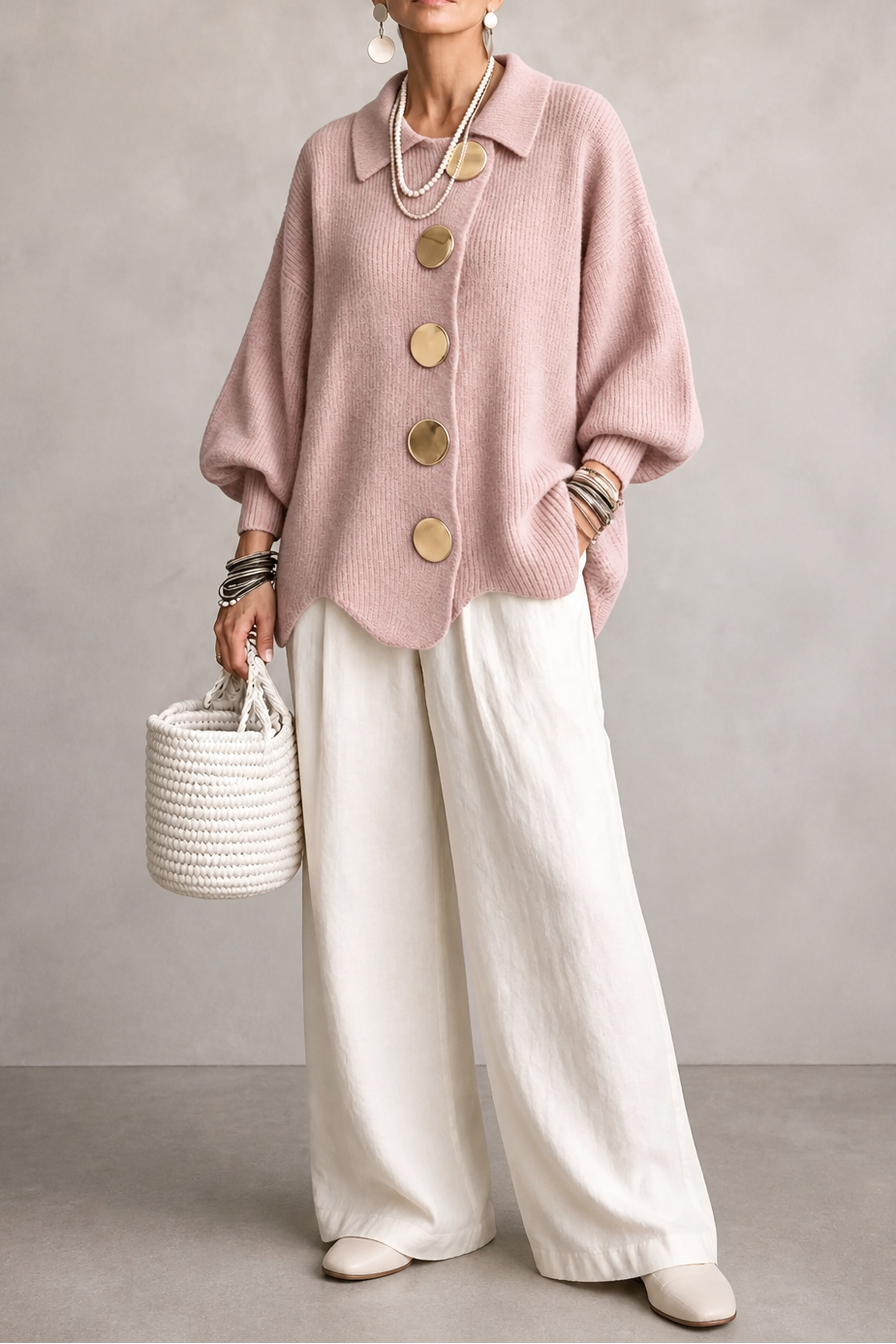 Doris | Cozy Scalloped Button Cardigan