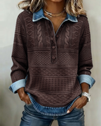 Elena | Half-Button Polo Collar Sweatshirt