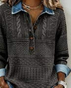 Elena | Half-Button Polo Collar Sweatshirt